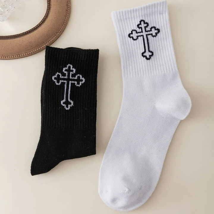 Christianartworkshop Minimalist Cross Design Crew Unisex Socks: Walk Daily in Divine Guidance - image 6