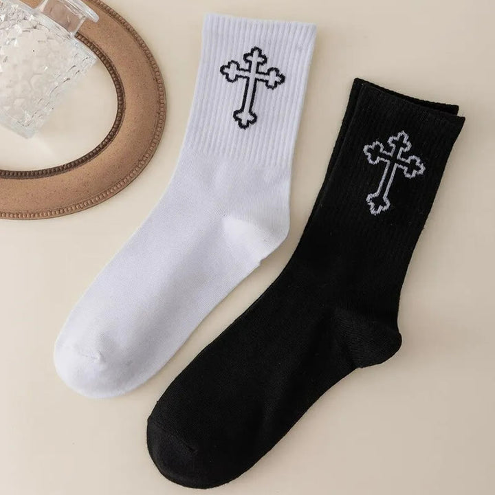 Christianartworkshop Minimalist Cross Design Crew Unisex Socks: Walk Daily in Divine Guidance - image 5