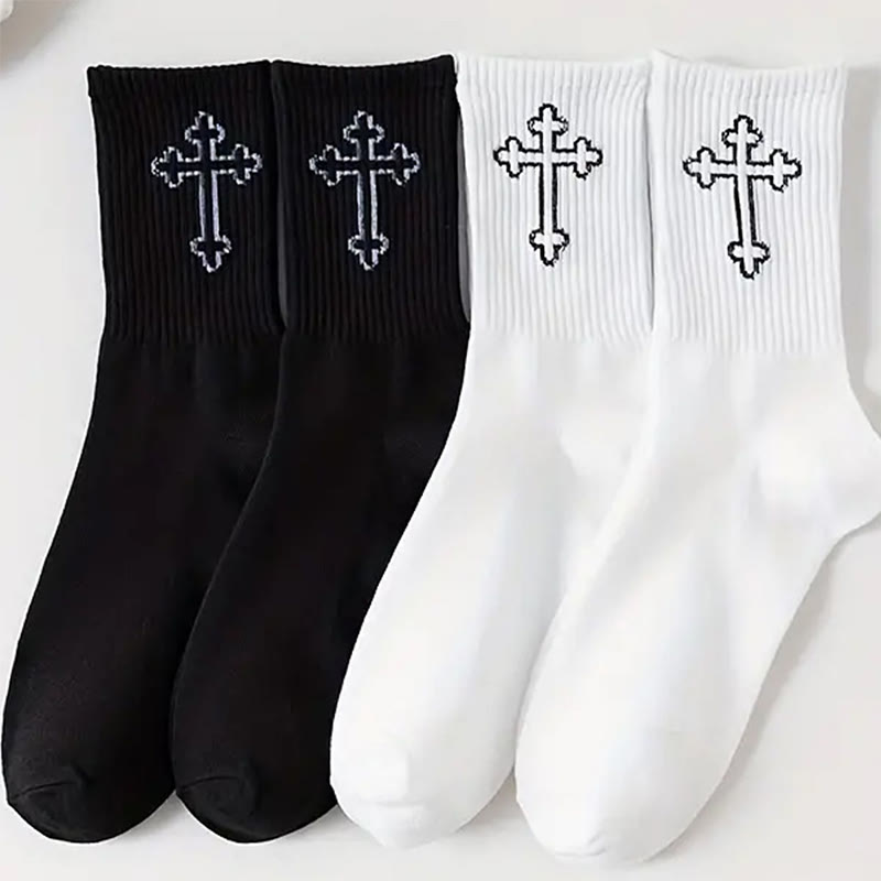 Christianartworkshop Minimalist Cross Design Crew Unisex Socks: Walk Daily in Divine Guidance - image 4