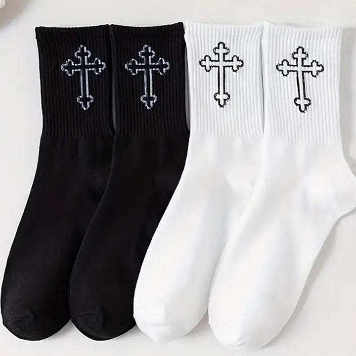 Christianartworkshop Minimalist Cross Design Crew Unisex Socks: Walk Daily in Divine Guidance - image 4
