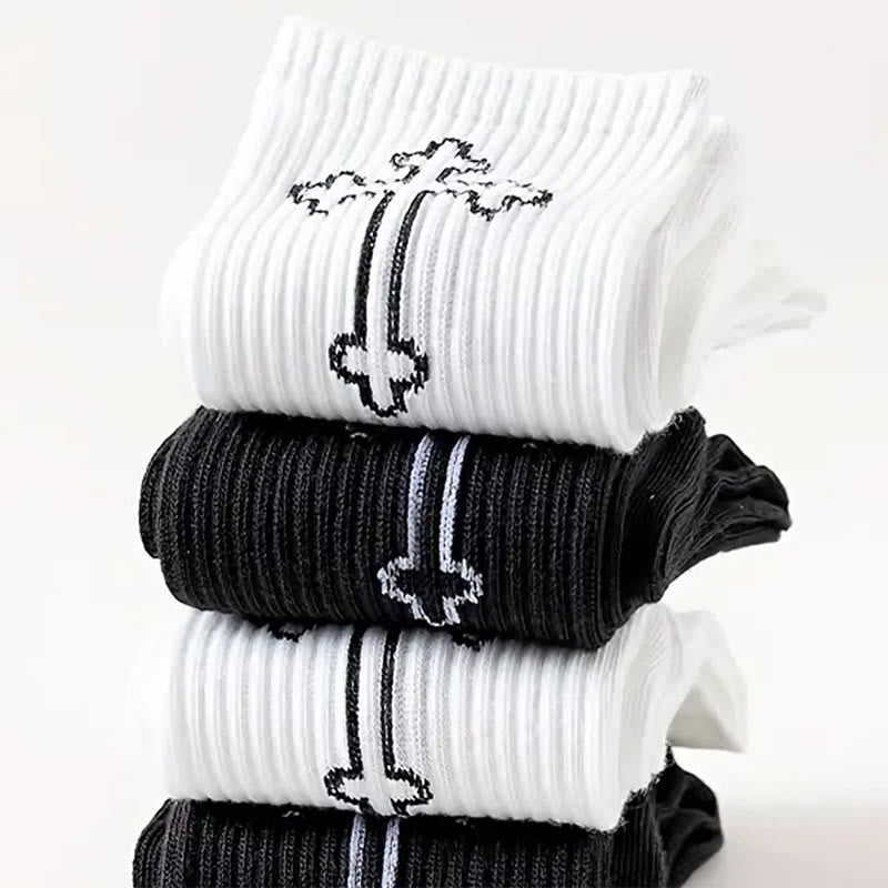 Christianartworkshop Minimalist Cross Design Crew Unisex Socks: Walk Daily in Divine Guidance - image 3
