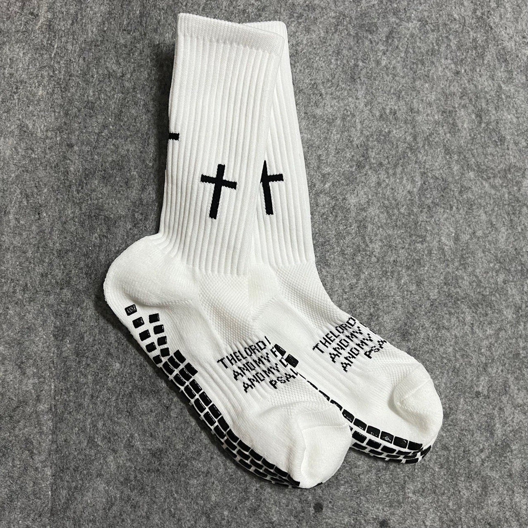 Christianartworkshop Biblical Quote Grip Soccer Unisex Socks: Walk Daily in Divine Guidance - White - 10 Pairs - image 0