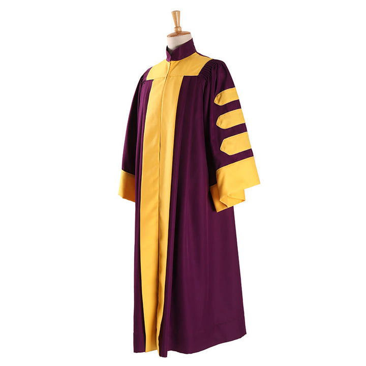 Christianartworkshop Majestic Burgundy Clergy Robe with Gold-Panel Front and Sleeve Bars - image 5