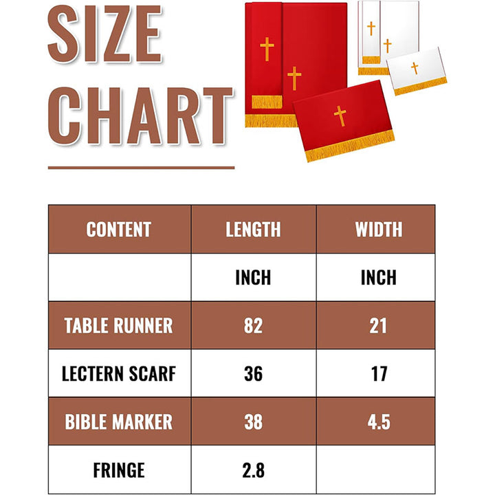 Christianartworkshop Complete Church Parament Set: Table Runner, Lectern Scarf & Bible Marker in Red and White - image 3