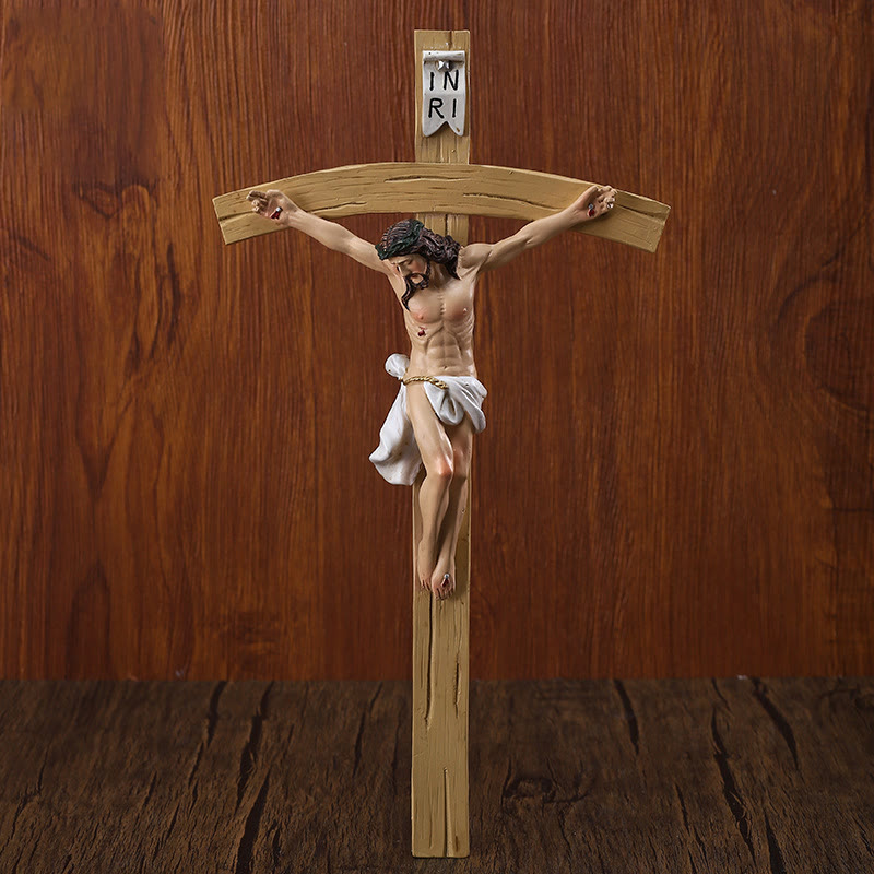 Christianartworkshop Detailed Jesus Figure on Light Resin Crucifix: Sacred Decor - Crucifix - image 0