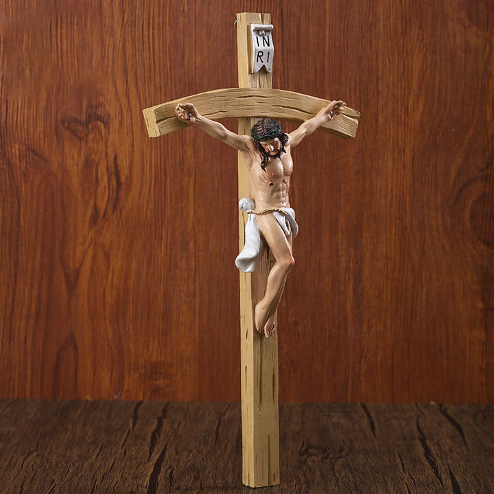 Christianartworkshop Detailed Jesus Figure on Light Resin Crucifix: Sacred Decor - image 1