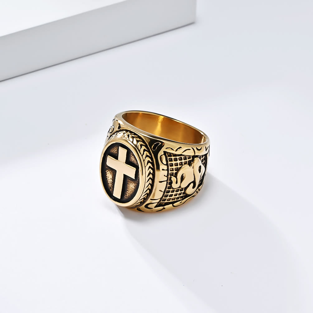 Christianartworkshop Metallic Cross Ring with Praying Hands Detail: Spiritual Fashion Pick - image 6