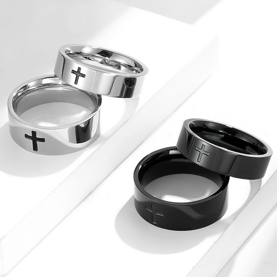 Christianartworkshop Two - Color Minimalist Cross Rings: Faith - Inspired Fashion - Silver - 6MM - UK Size L1/2 (US 6) - image 0