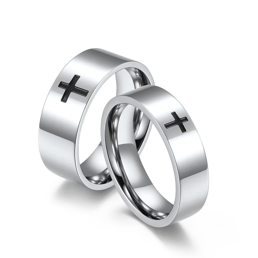 Two-Color Minimalist Cross Rings - Faith Inspired Stainless Steel ...