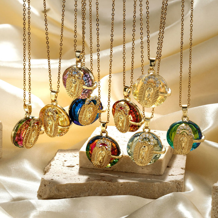 Christianartworkshop Multicolored Our Lady Crystal Necklaces: Faith - Filled Artistic Jewelry - image 0