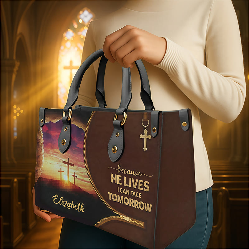 Christianartworkshop Elegant Daily Reminder Personalized Leather Handbag: Faith to Face Tomorrow - image 2