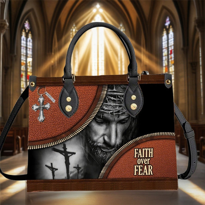 Christianartworkshop Faith Over Fear Jesus Themed Leather Handbag: Carry Courage and Christ with You - image 1