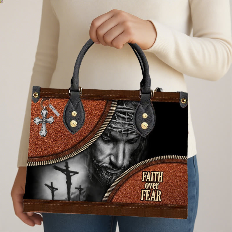 Christianartworkshop Faith Over Fear Jesus Themed Leather Handbag: Carry Courage and Christ with You - image 2