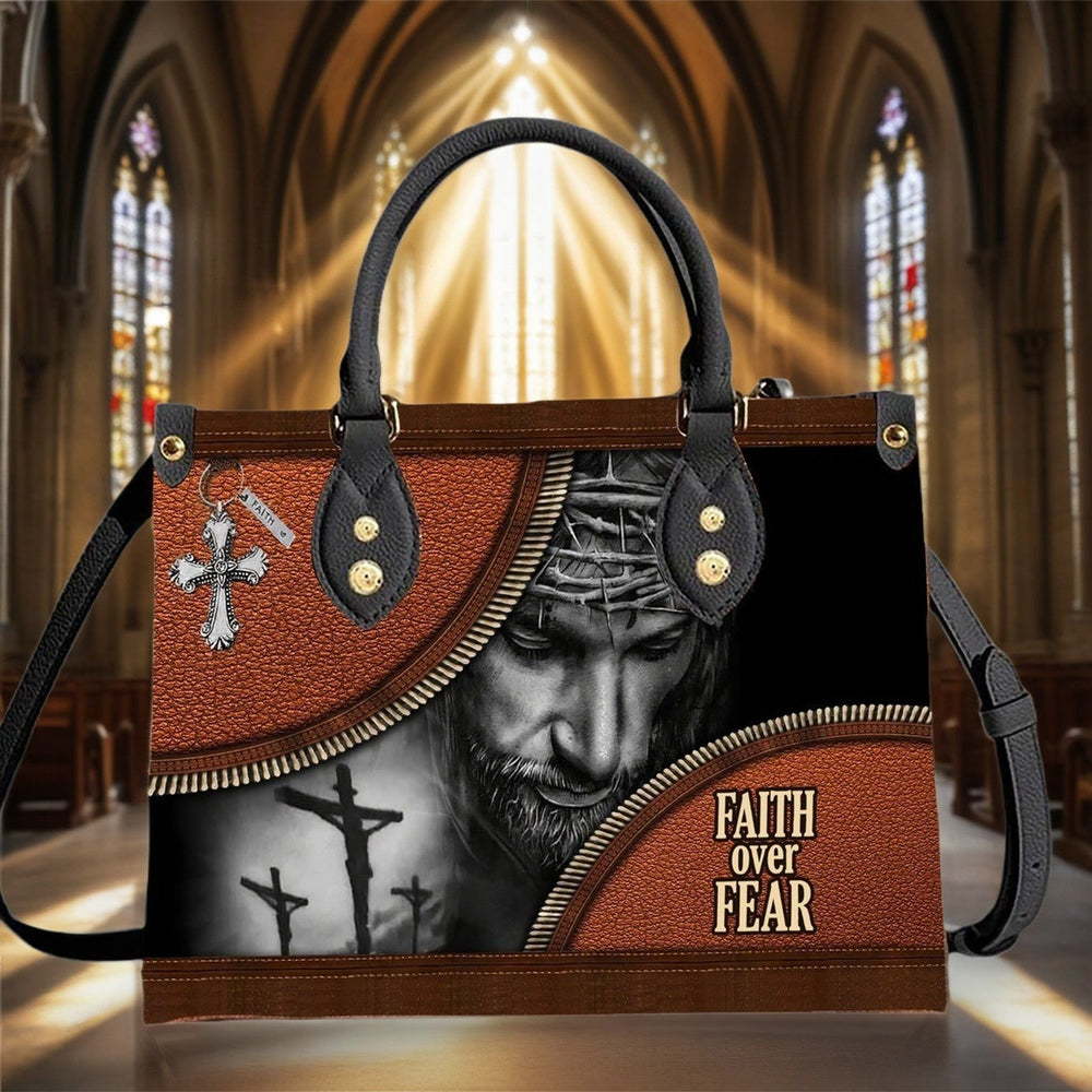 Christianartworkshop Faith Over Fear Jesus Themed Leather Handbag: Carry Courage and Christ with You - image 1