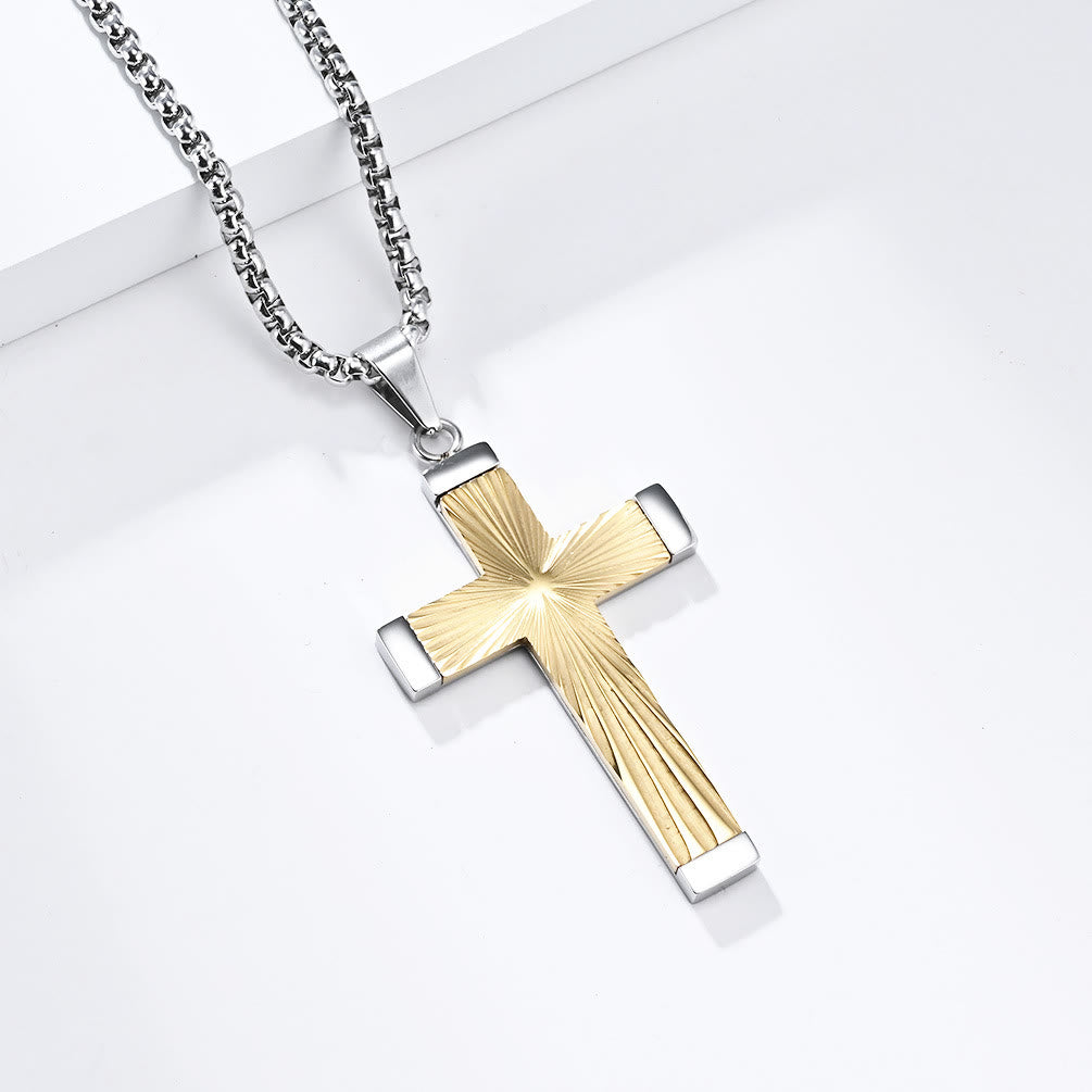 Christianartworkshop Three - Color Radiant Cross Pendant: A Fusion of Art and Belief - Golden - image 2