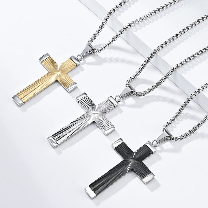 Christianartworkshop Three - Color Radiant Cross Pendant: A Fusion of Art and Belief - image 0