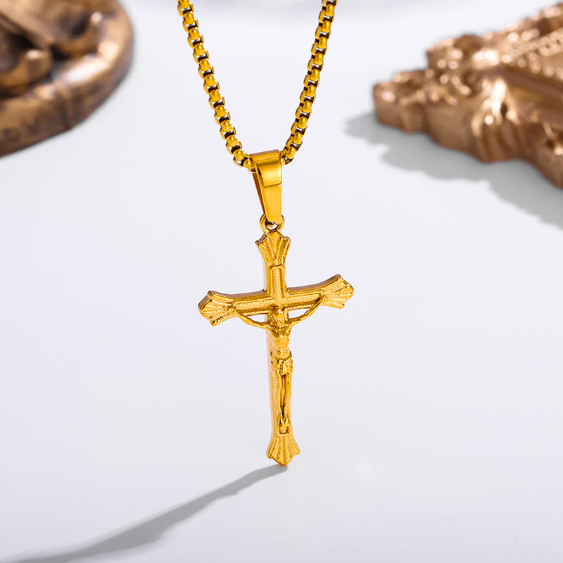 Christianartworkshop Tri - Color Jesus Crucifix Necklace: A Fusion of Faith and Stylish Hues - image 2