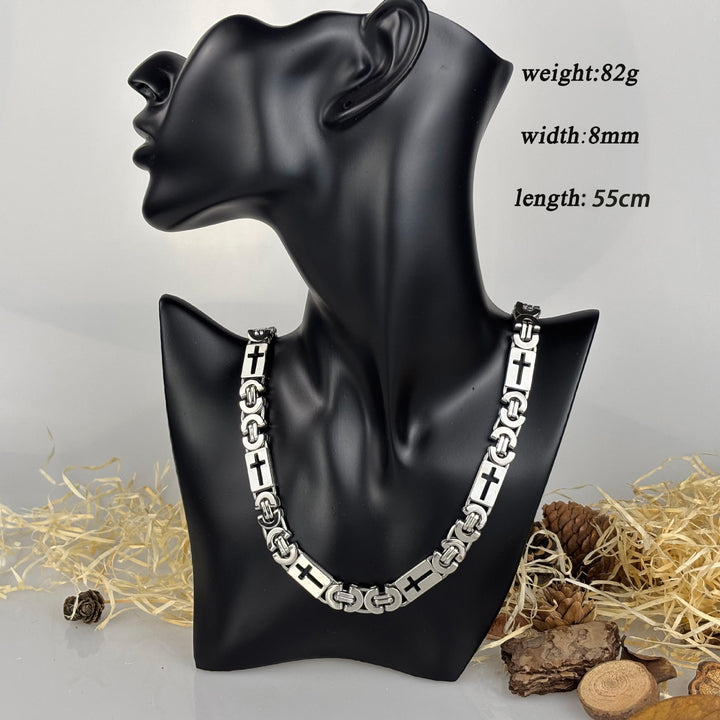 Christianartworkshop Tri - Color Cross - Embedded Chain Necklace & Bracelet: Bold Faith Statement - image 11