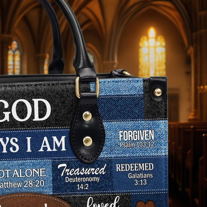 Christianartworkshop Blue & Brown Patchwork Pattern Personalized Leather Handbag with Scripture Quotes - image 8