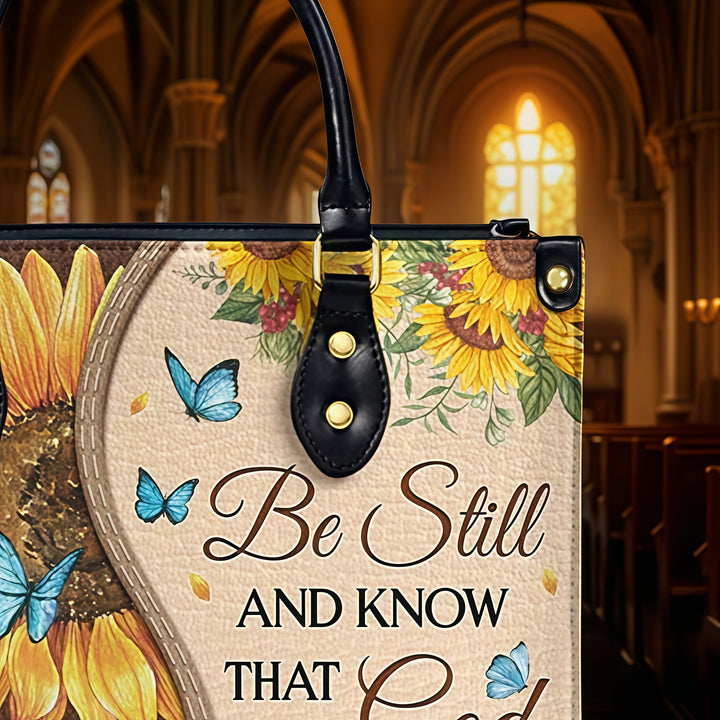 Christianartworkshop Sunflower - Butterfly Personalized Leather Handbag with Biblical Inspiration - image 6