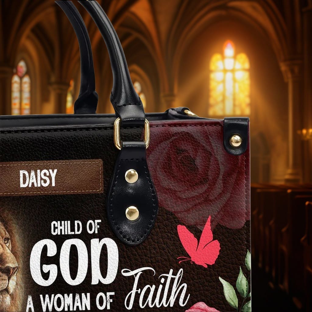 Christianartworkshop Lion of Judah Personalized Leather Handbag with Floral Warrior Motif - image 8
