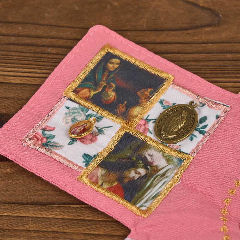 Christianartworkshop 4-Color Embroidered Fabric Pocket Shrine with Silver Cross Included Inside - image 17