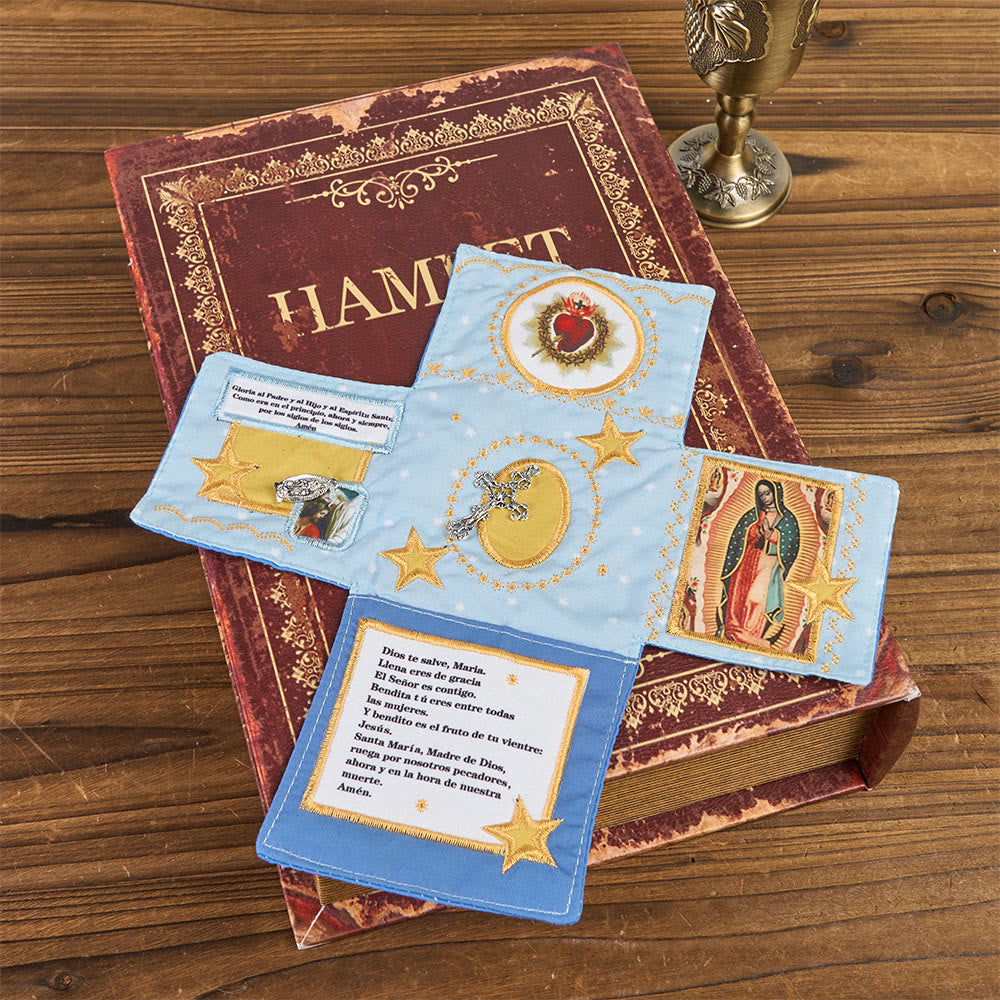 Christianartworkshop 4-Color Embroidered Fabric Pocket Shrine with Silver Cross Included Inside - image 11