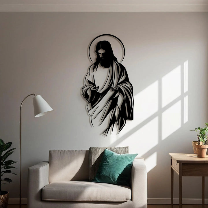 Christianartworkshop Jesus with Halo Silhouette Metal Wall Decor for Faithful Home - image 2