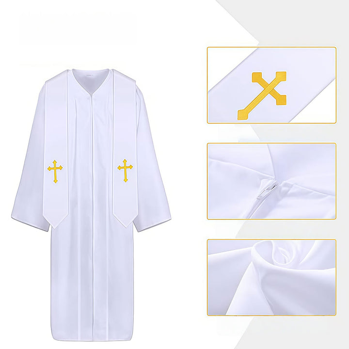 Christianartworkshop Elegant Black & White Clergy Robes: Golden Cross Detail - image 2