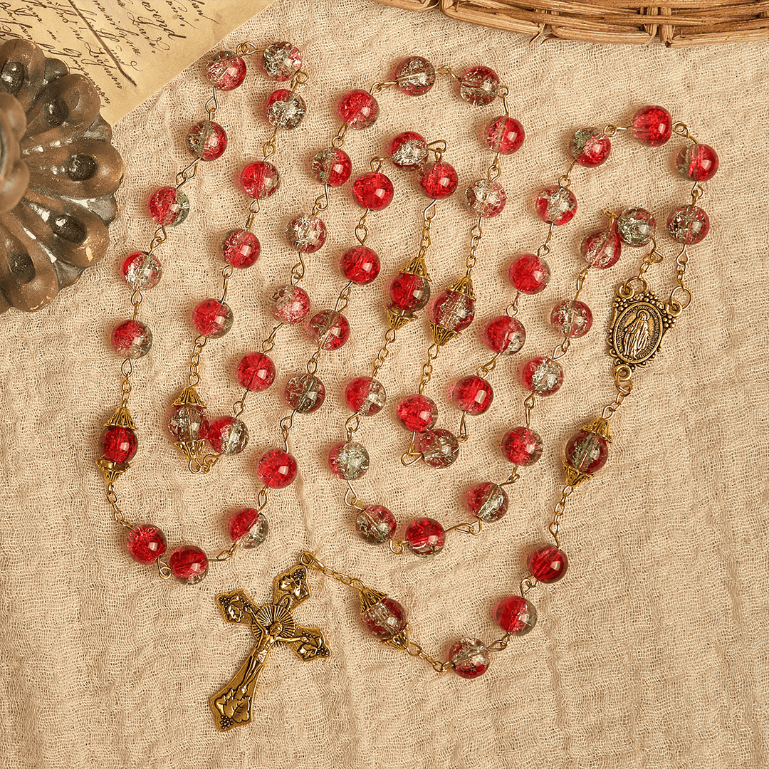 Christianartworkshop Christmas Gift: Christmas - Themed Red Bead Rosary with Golden Crucifix & Madonna Medal - image 9