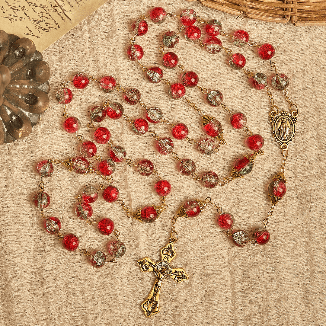 Christianartworkshop Christmas Gift: Christmas - Themed Red Bead Rosary with Golden Crucifix & Madonna Medal - image 8