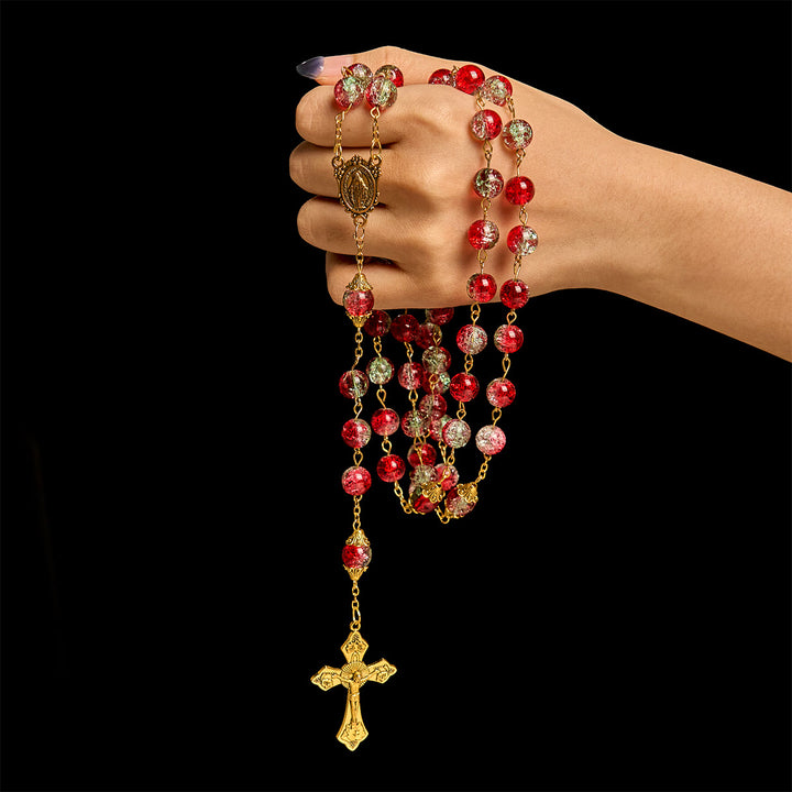 Christianartworkshop Christmas Gift: Christmas - Themed Red Bead Rosary with Golden Crucifix & Madonna Medal - image 4