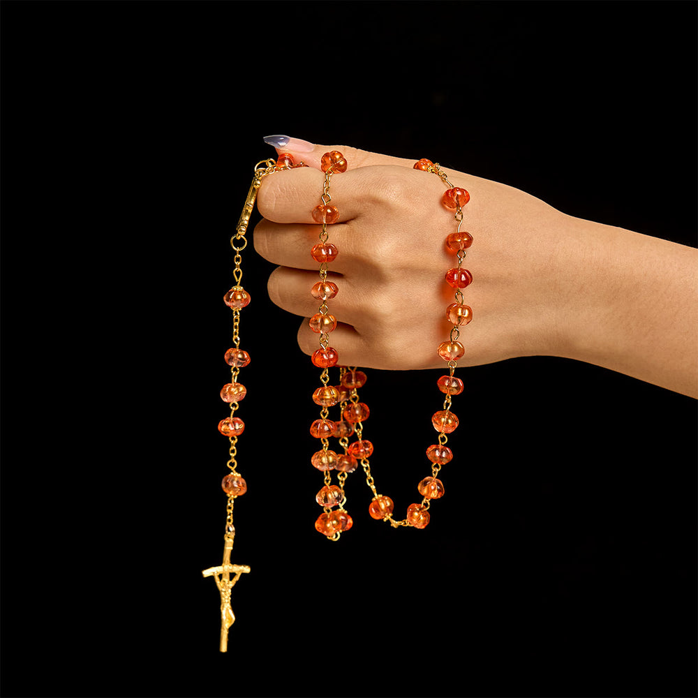 Christianartworkshop Thanksgiving Gift: Sacred Pumpkin Beads Rosary | Honoring God’s Grace in the Form of a Pumpkin - image 1