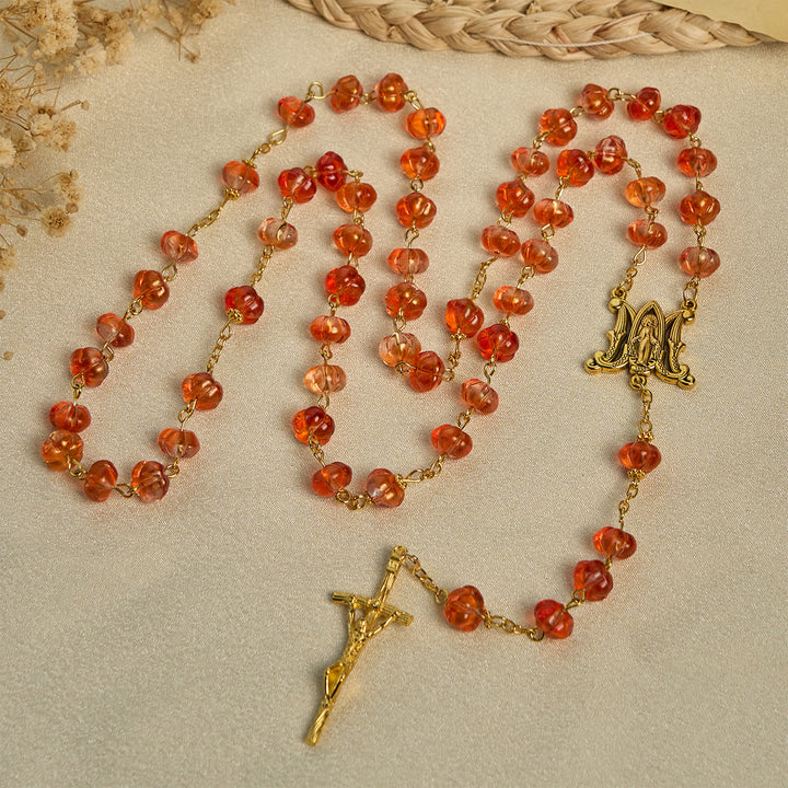 Christianartworkshop Thanksgiving Gift: Sacred Pumpkin Beads Rosary | Honoring God’s Grace in the Form of a Pumpkin - image 2