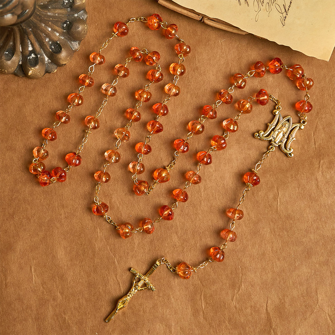 Christianartworkshop Thanksgiving Gift: Sacred Pumpkin Beads Rosary | Honoring God’s Grace in the Form of a Pumpkin - image 4