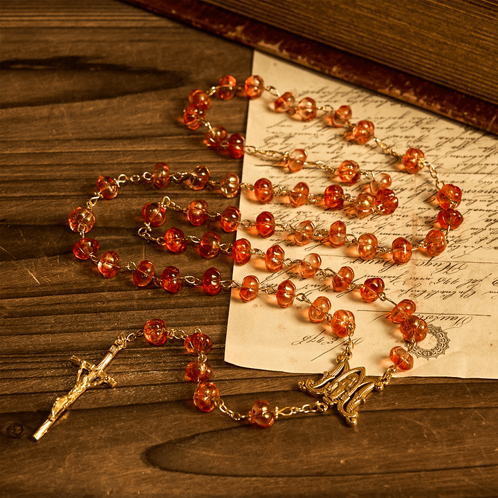 Christianartworkshop Thanksgiving Gift: Sacred Pumpkin Beads Rosary | Honoring God’s Grace in the Form of a Pumpkin - image 3