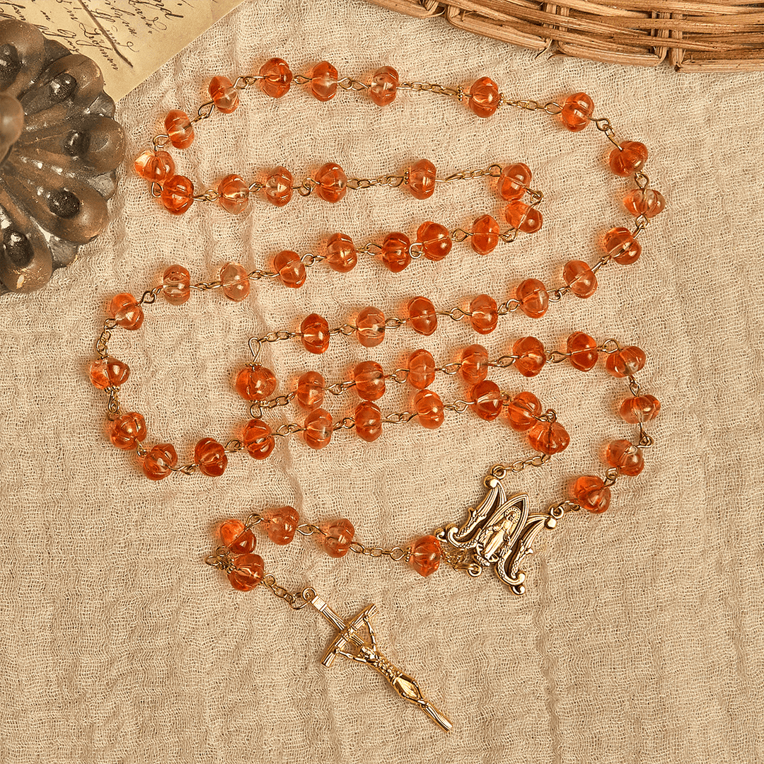 Christianartworkshop Thanksgiving Gift: Sacred Pumpkin Beads Rosary | Honoring God’s Grace in the Form of a Pumpkin - image 8
