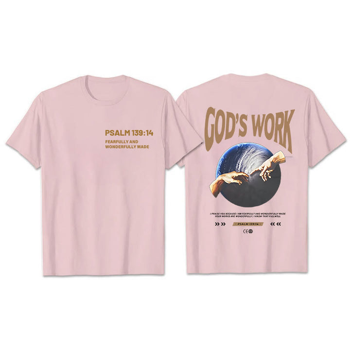 Christianartworkshop God's work.Psalm 139:14 Unisex Cotton T-Shirt - Pink - 2XL - image 4