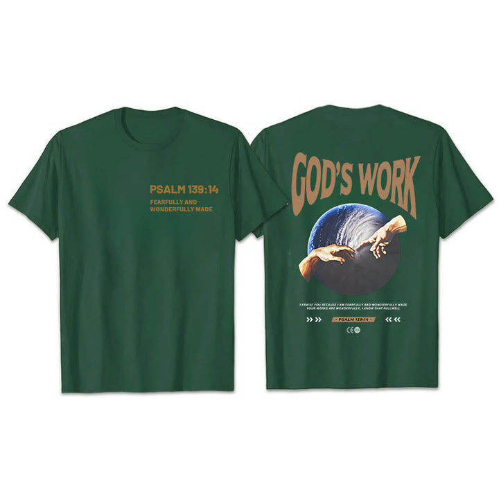 Christianartworkshop God's work.Psalm 139:14 Unisex Cotton T-Shirt - Dark Green - 2XL - image 8