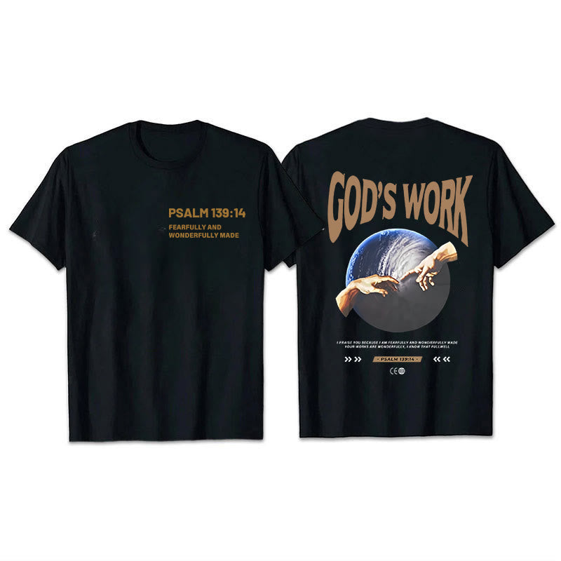Christianartworkshop God's work.Psalm 139:14 Unisex Cotton T-Shirt - Black - 2XL - image 0