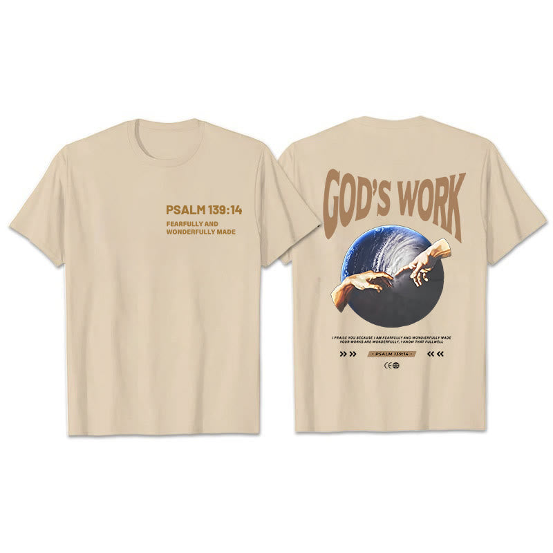 Christianartworkshop God's work.Psalm 139:14 Unisex Cotton T-Shirt - Apricot - 2XL - image 3