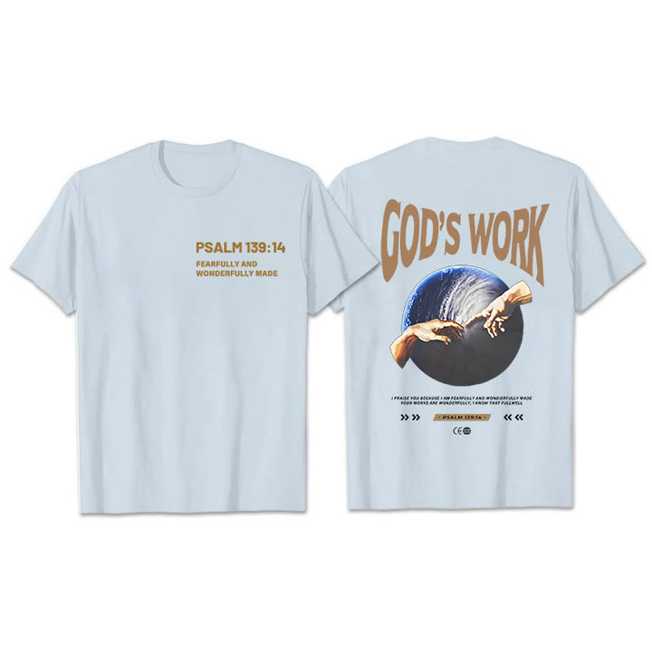 Christianartworkshop God's work.Psalm 139:14 Unisex Cotton T-Shirt - Blue - 2XL - image 7