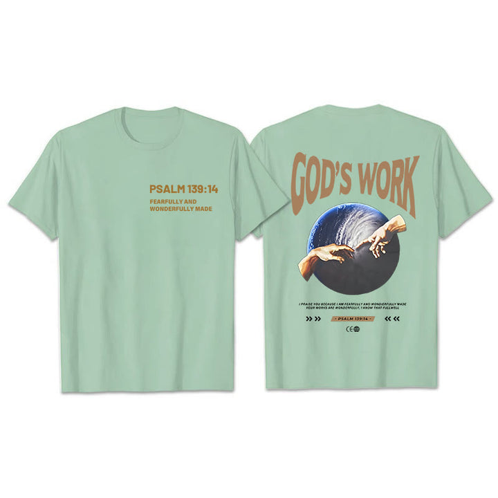 Christianartworkshop God's work.Psalm 139:14 Unisex Cotton T-Shirt - Green - 2XL - image 7