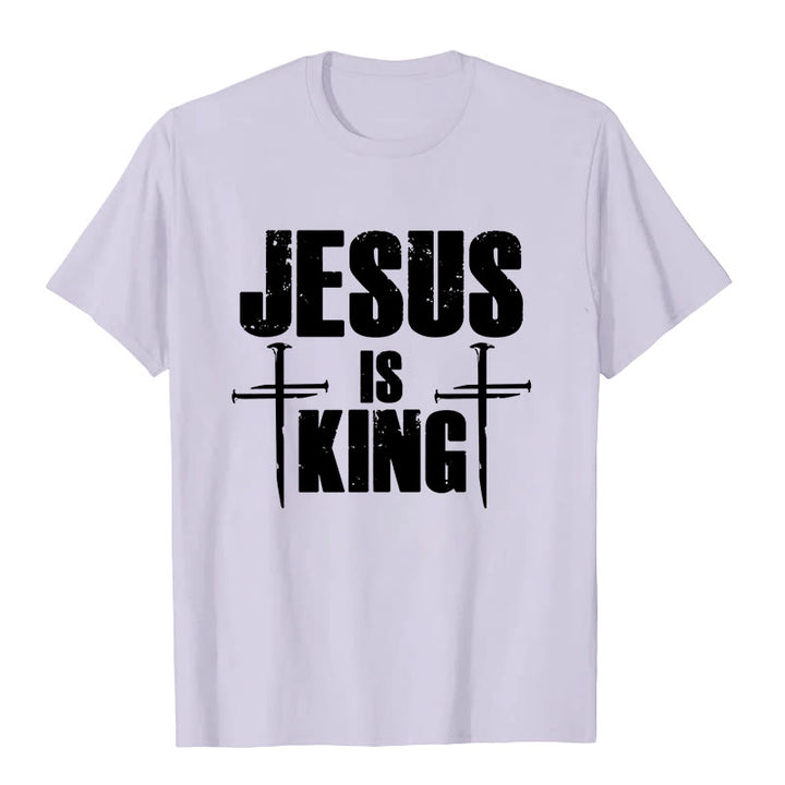 Christianartworkshop Jesus Is King 3 Nails Cross Christian T-Shirt  - image 4