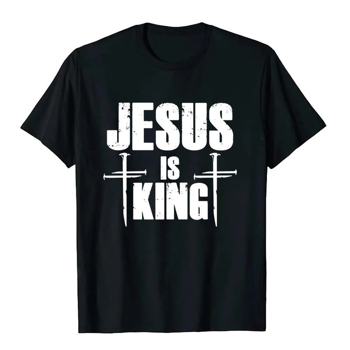 Christianartworkshop Jesus Is King 3 Nails Cross Christian T-Shirt  - image 5