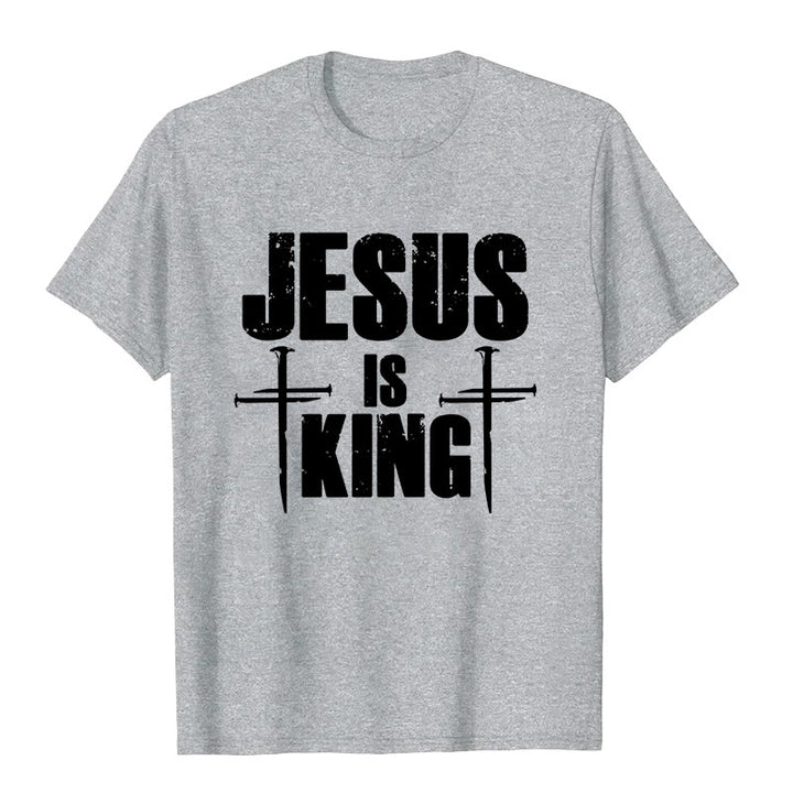 Christianartworkshop Jesus Is King 3 Nails Cross Christian T-Shirt  - image 8
