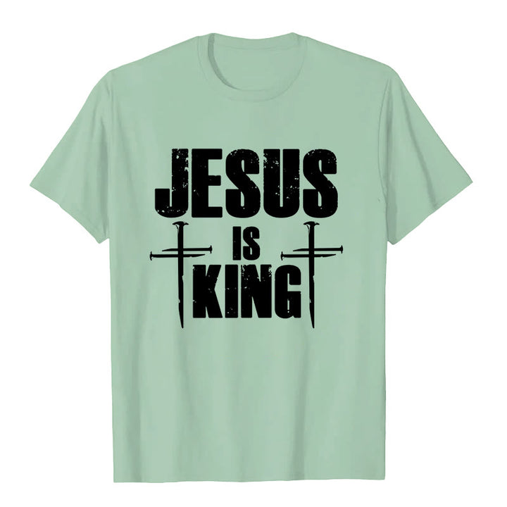 Christianartworkshop Jesus Is King 3 Nails Cross Christian T-Shirt  - image 3