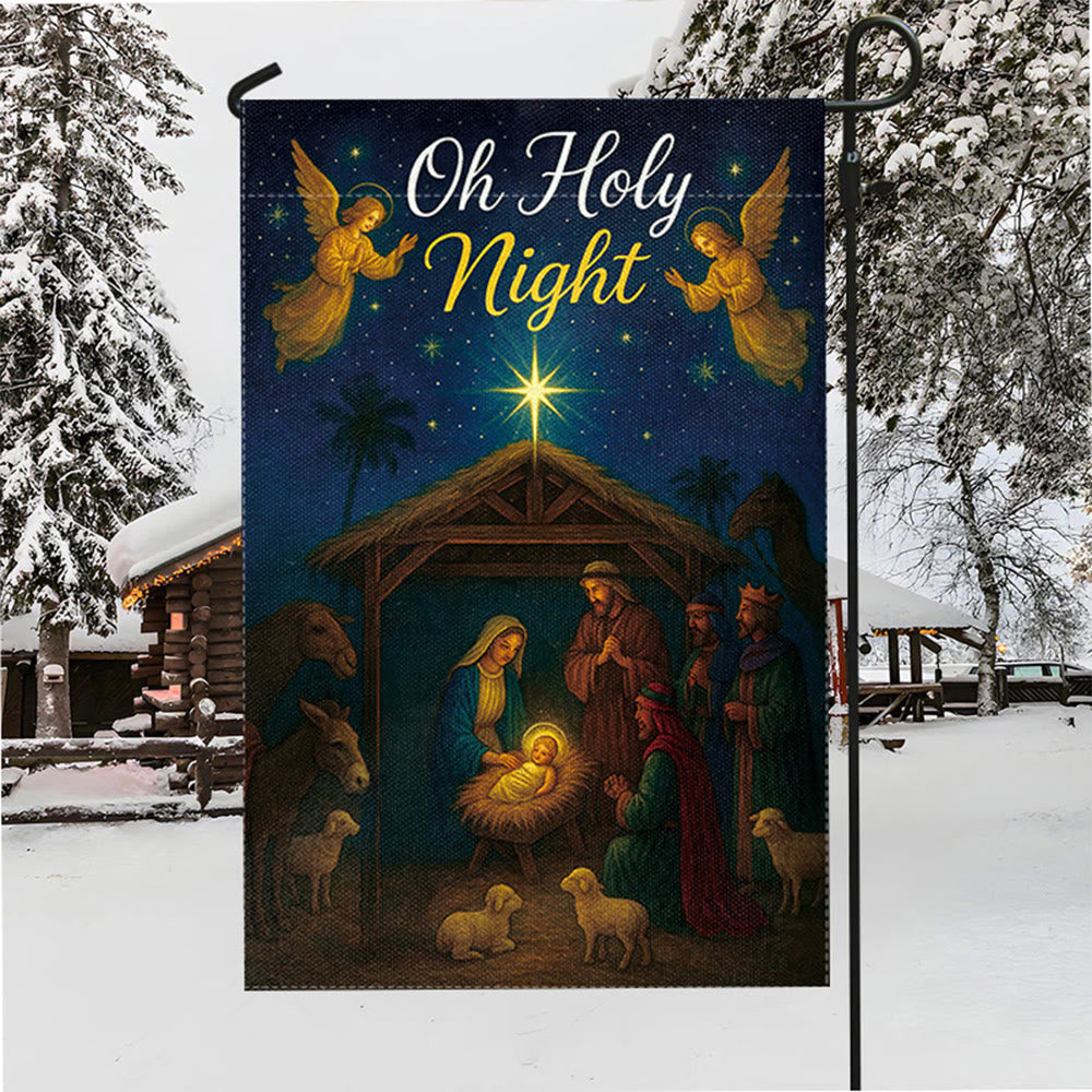 Christianartworkshop Oh Holy Night Nativity Garden Flag with Angels & Star: Christmas Faith Decor - image 3