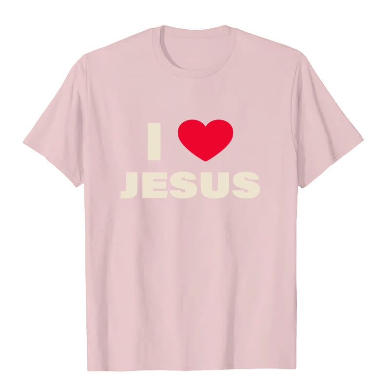 Christianartworkshop I Love Jesus Unisex T-shirt - Pink - 2XL - image 5