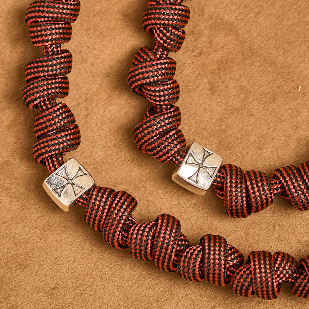 Christianartworkshop Warrior's Devotion Deep Red Paracord Rosary with St. Michael the Archangel - image 8